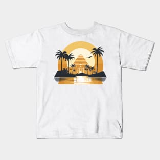 Ancient Egypt Pharaohs, Pyramids, Ancient Elegance: Tropical Sunset Kids T-Shirt